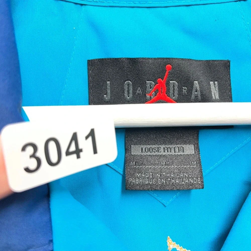 Jordan Flight Club Mens Teal Blue Short Sleeve Bowling Shirt DZ3340-483 Size M